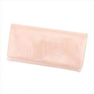 Cartier Wallet Purse Long Wallet Pink leather Woman Authentic Used H657